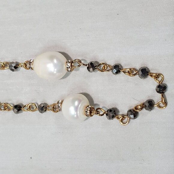 Ali Khan gold chain with baroque pearl and rhinestones necklace - Picture 4 of 10